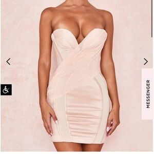House of CB GISOU Blush Satin Strapless Dress | Sz M